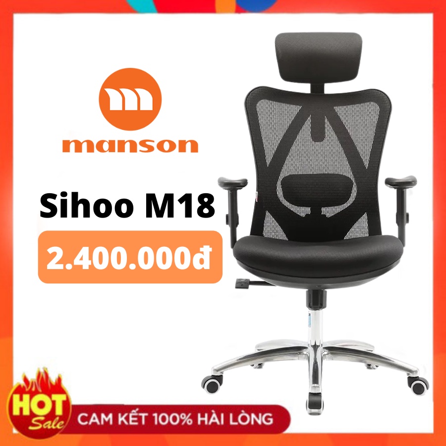Ghế Sihoo M18 Đen, Xám bản thường và gác chân - Thiết Kế Công Thái Học