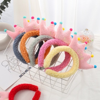 Băng Đô Cài Tóc Hình Vương Miện Bằng Lông Nhung Phong Cách Hàn Quốc Ngọt Ngào Dành Cho Người Lớn