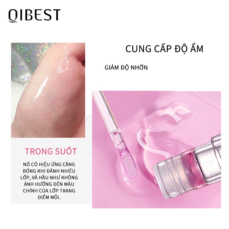 Son Bóng QIBEST QL24 Dưỡng Ẩm Lâu Trôi 6 Màu Tùy Chọn Vỏ Trong Suốt 40g