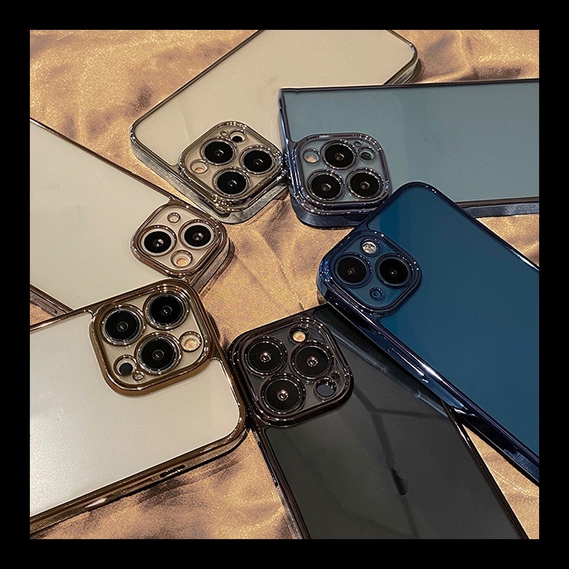 Ốp Điện Thoại TPU Silicon Trong Suốt Viền Vuông Sang Trọng Cho iPhone 13 12 11 Pro Max X XS XR 7 8 Plus SE