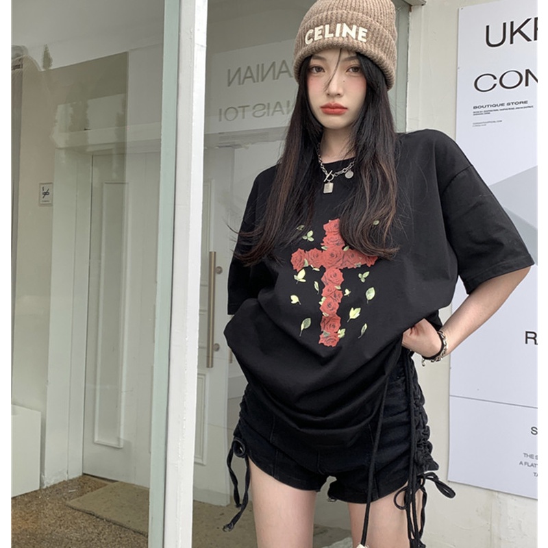 Áo Thun Tay Ngắn Dáng Rộng In Họa Tiết Phong Cách Retro Thời Trang Mùa Hè Cho Nữ