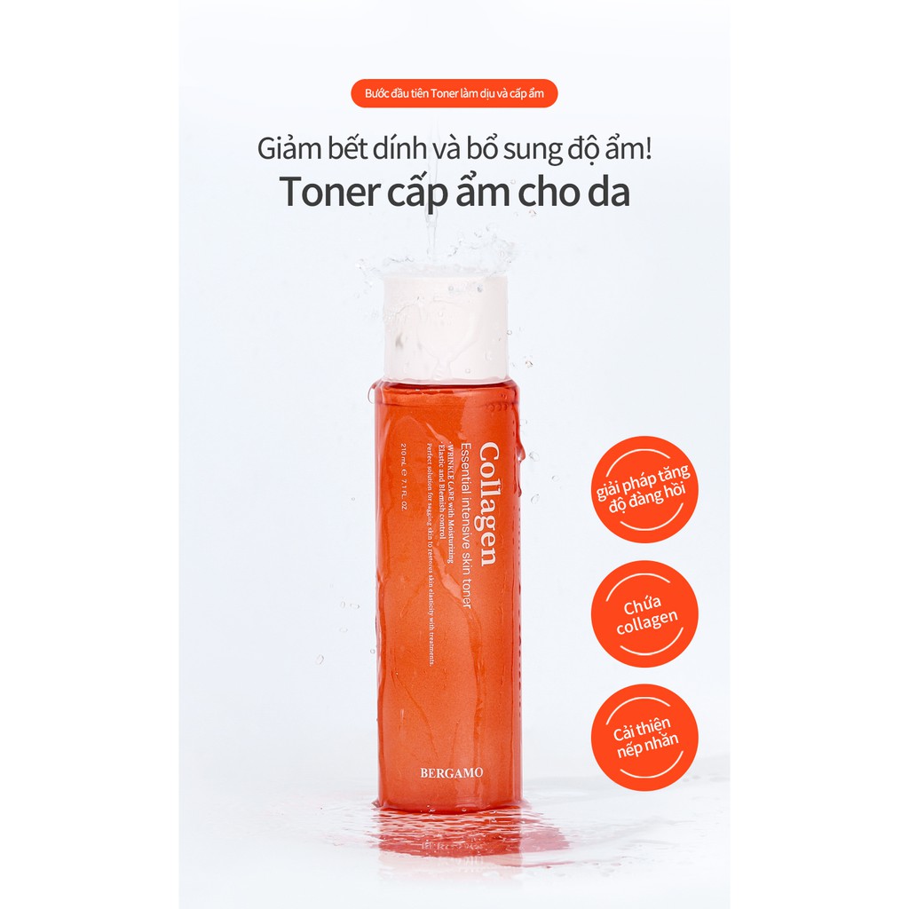 Toner Bergamo Collagen 210ml chăm sóc sâu cho da