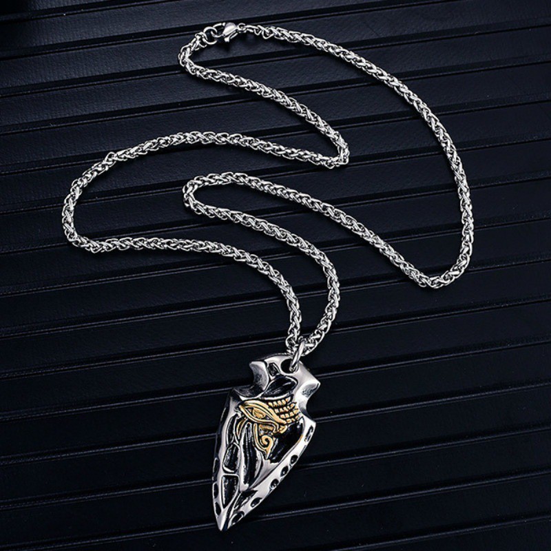 Mặt dây giáo bằng thép không gỉ - Vòng cổ Amulet Ai Cập cổ đại của mắt Horus