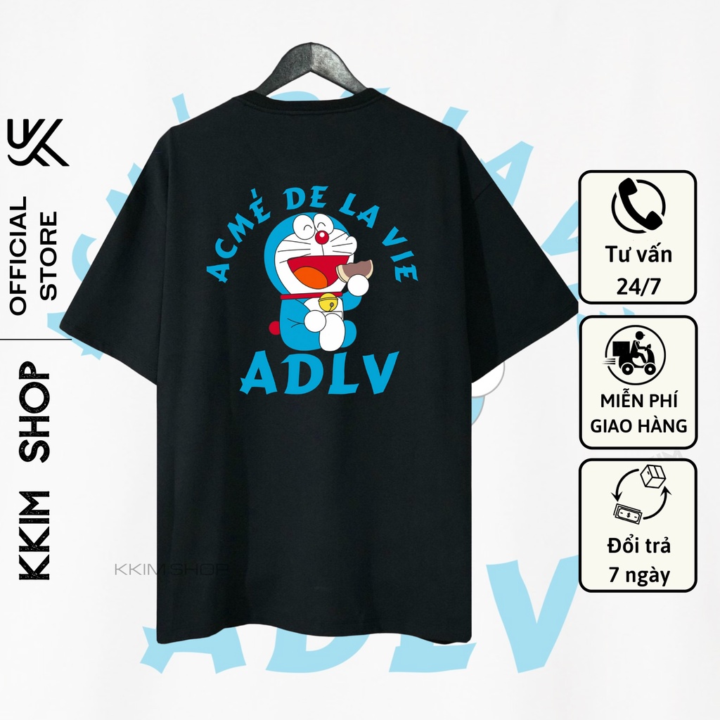 Áo Thun Tay Lỡ ADLV Doraemon, Form rộng oversize, áo phông unisex, chất liệu Cotton - KKIM Shop