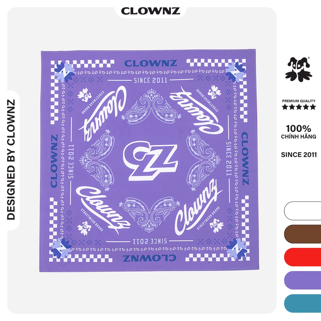 Khăn vuông bandana local brand Clownz V2, nhiều màu