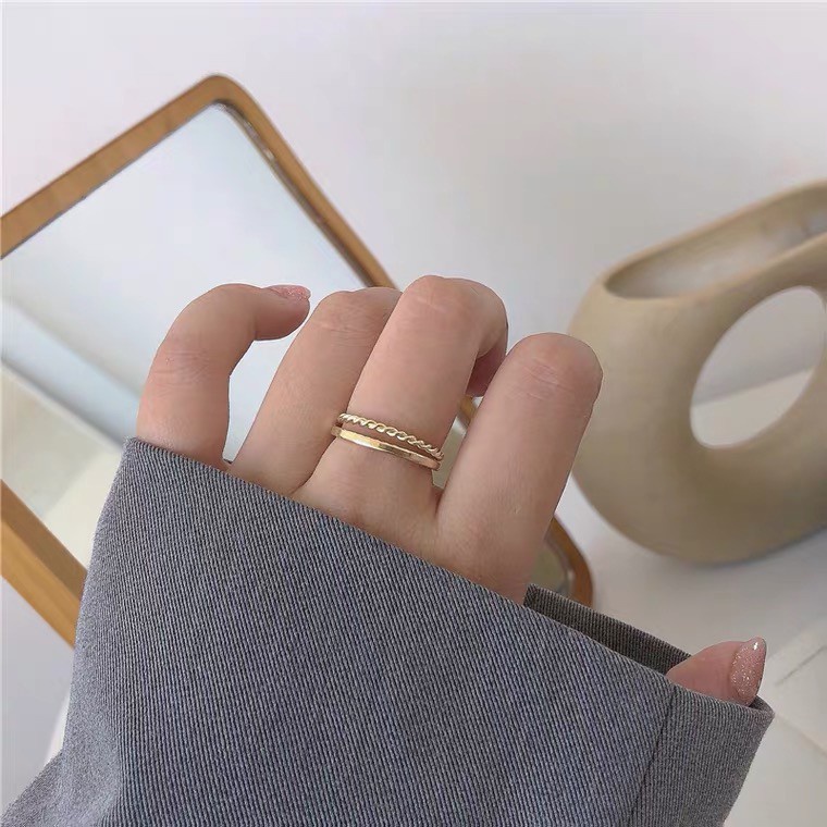 Nhẫn Đeo Tay Hai Lớp Thời Trang Cá Tính Cho Nữ