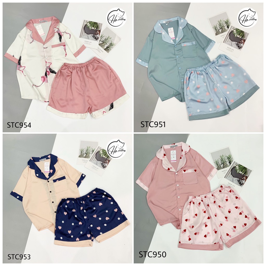 BỘ NGỦ CỘC CỘC pyjama lụa mềm mịn / pijama cổ vest