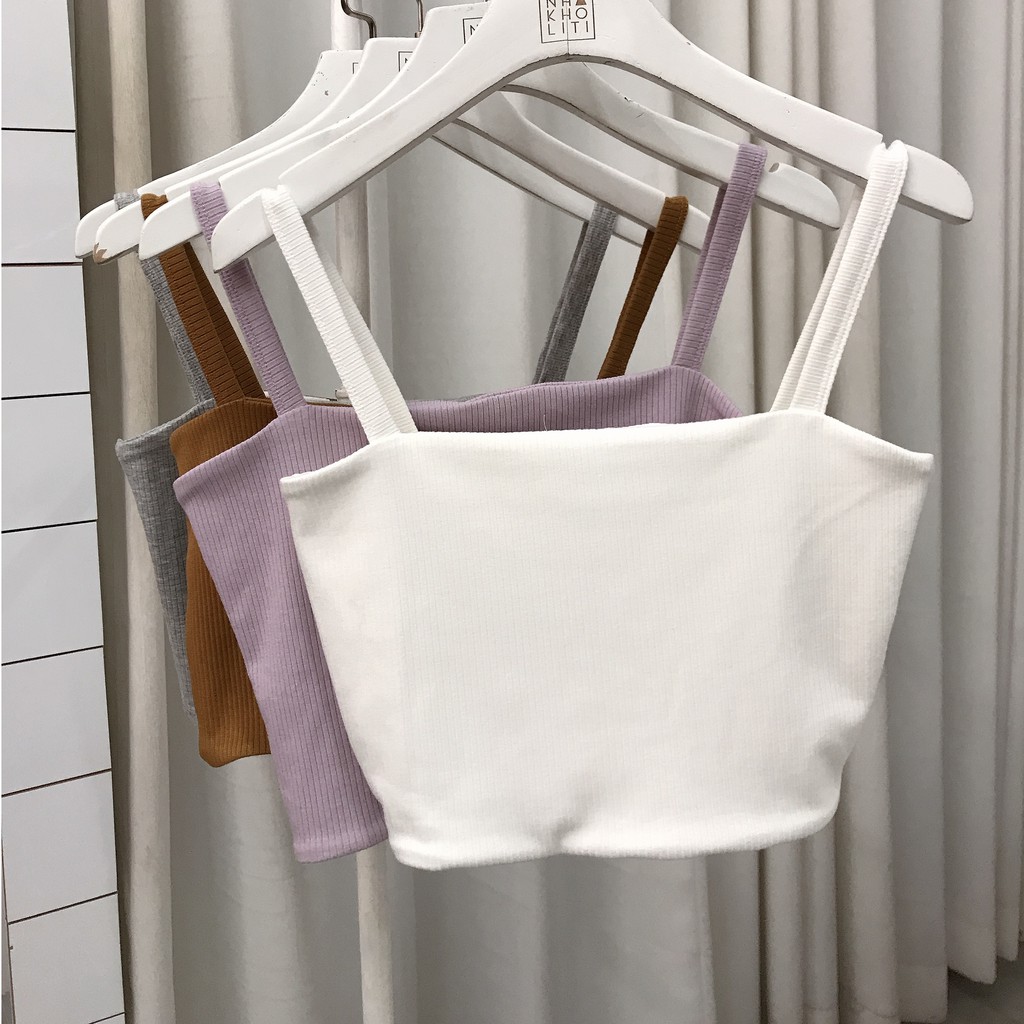 Áo thun 2 dây croptop vải cotton co giãn 4 chiều - ATTK021 | BigBuy360 - bigbuy360.vn