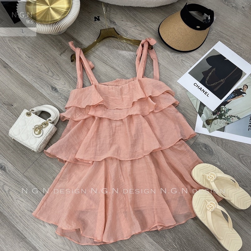 Váy tơ tầng 2 dây NGN