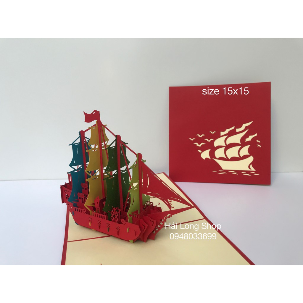 Thuyền 9 ( 4 cánh nhiều màu ) - Boat - Thiệp 3D | BigBuy360 - bigbuy360.vn