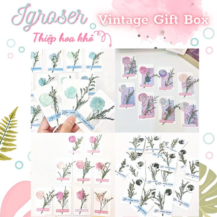 ⚡ Thiệp giấy handmade pastel - Trang trí hoa khô phong cách Retro IY60
