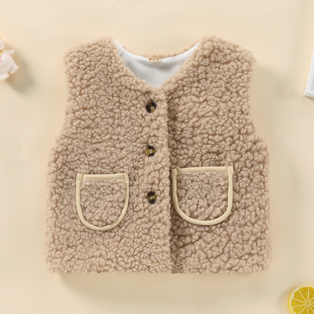 Áo Khoác Không Tay Bằng Nhung Lông Cừu Thời Trang Mùa Đông Dành Cho Trẻ Nhỏ 3-36 Tháng