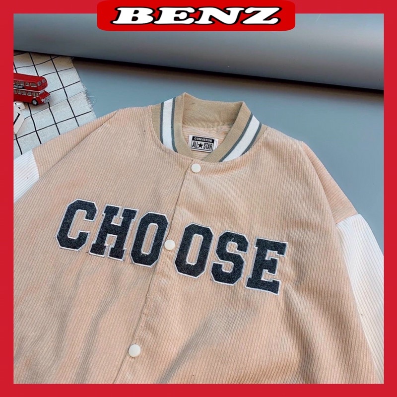 Áo khoác nhung bomber nam nữ from rộng unisex thêu chữ CHOOSE khoác nhug tăm 2 lớp phong cách Hàn Quốc BZ 1009
