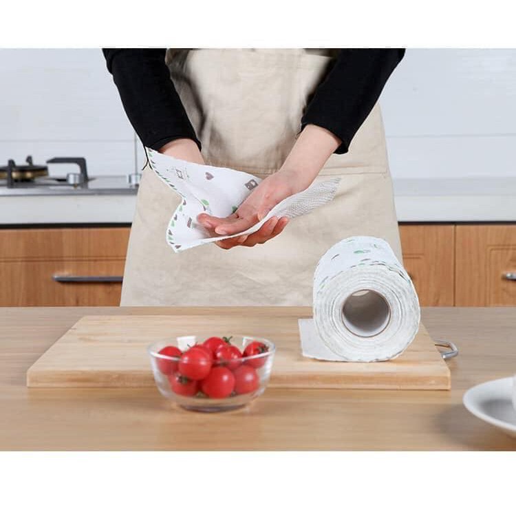 Cuộn giấy lau thực phẩm đa năng bằng vải không dệt cao cấp, giấy lau đa năng thấm hút tốt, tái sử dụng nhiều lần