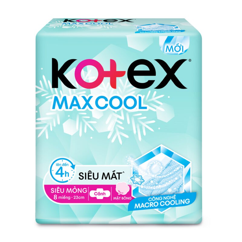 {TẶNG 2 MIẾNG/GÓI}- COMBO 8 GÓI BĂNG VỆ SINH KOTEX MAX COOL SIÊU MỎNG CÁNH MIẾNG DÀI 23CM