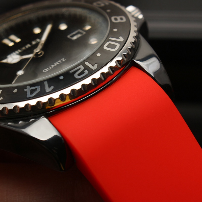 Dây Đeo Đồng Hồ Thể Thao Bằng Cao Su Silicon Mềm Cong Chống Nước 18mm 20mm 22mm 24mm Cho Nam