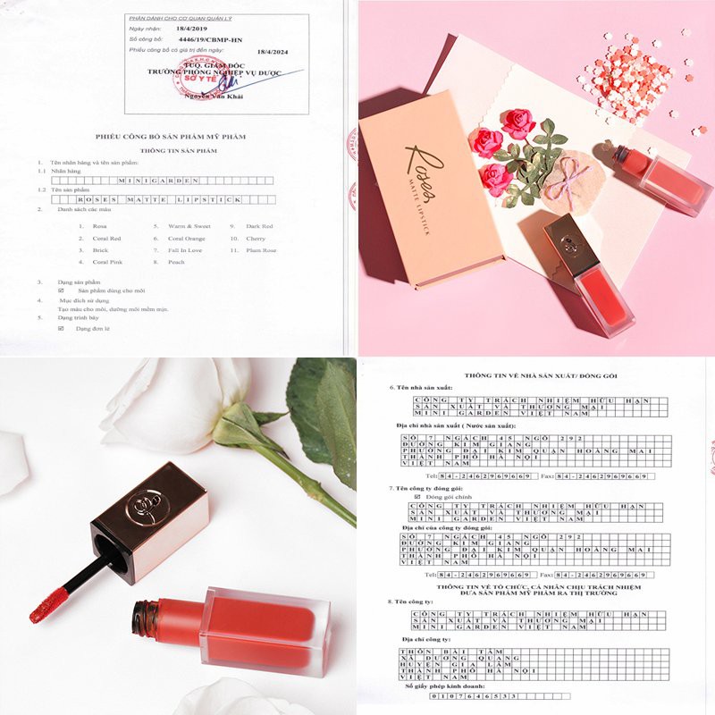 Son kem lì Roses Matte Lipstick Mini Garden 6ml - [SP chính hãng] SIÊU LÌ 8 tone màu quyến rũ