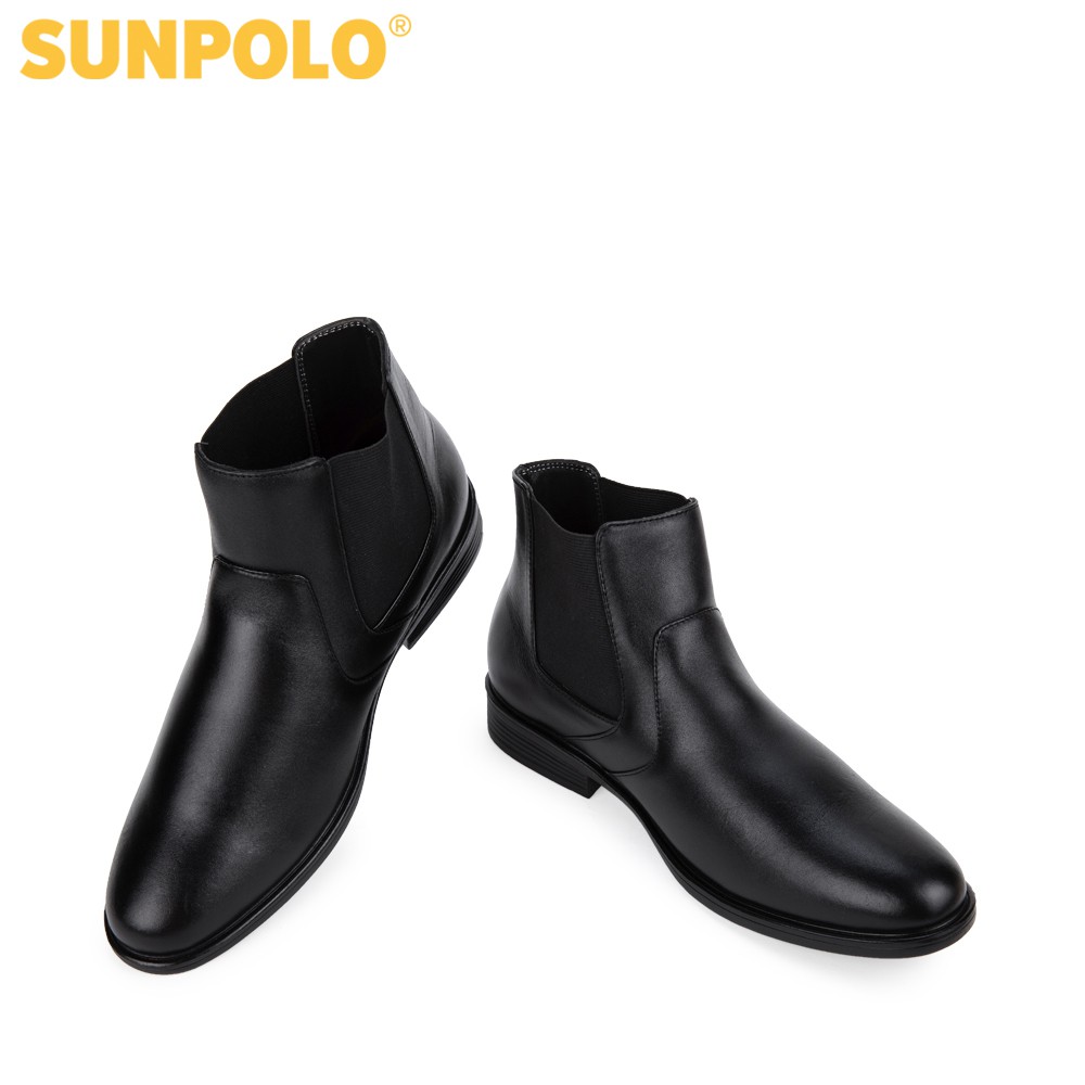 [Mã BMBAU300 giảm 7% đơn 499K] Giày Boots Nam Cổ Cao Da Bò SUNPOLO Đen - BOOT01