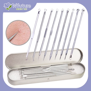 [Hàng mới về] Bộ 9 que nặn mụn trứng cá hai đàu bằng inox tiện dụng