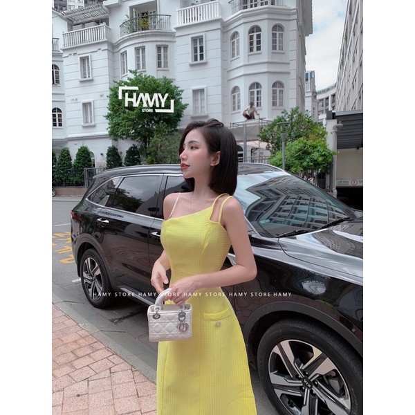 Đầm Lệch Dây 2 Túi