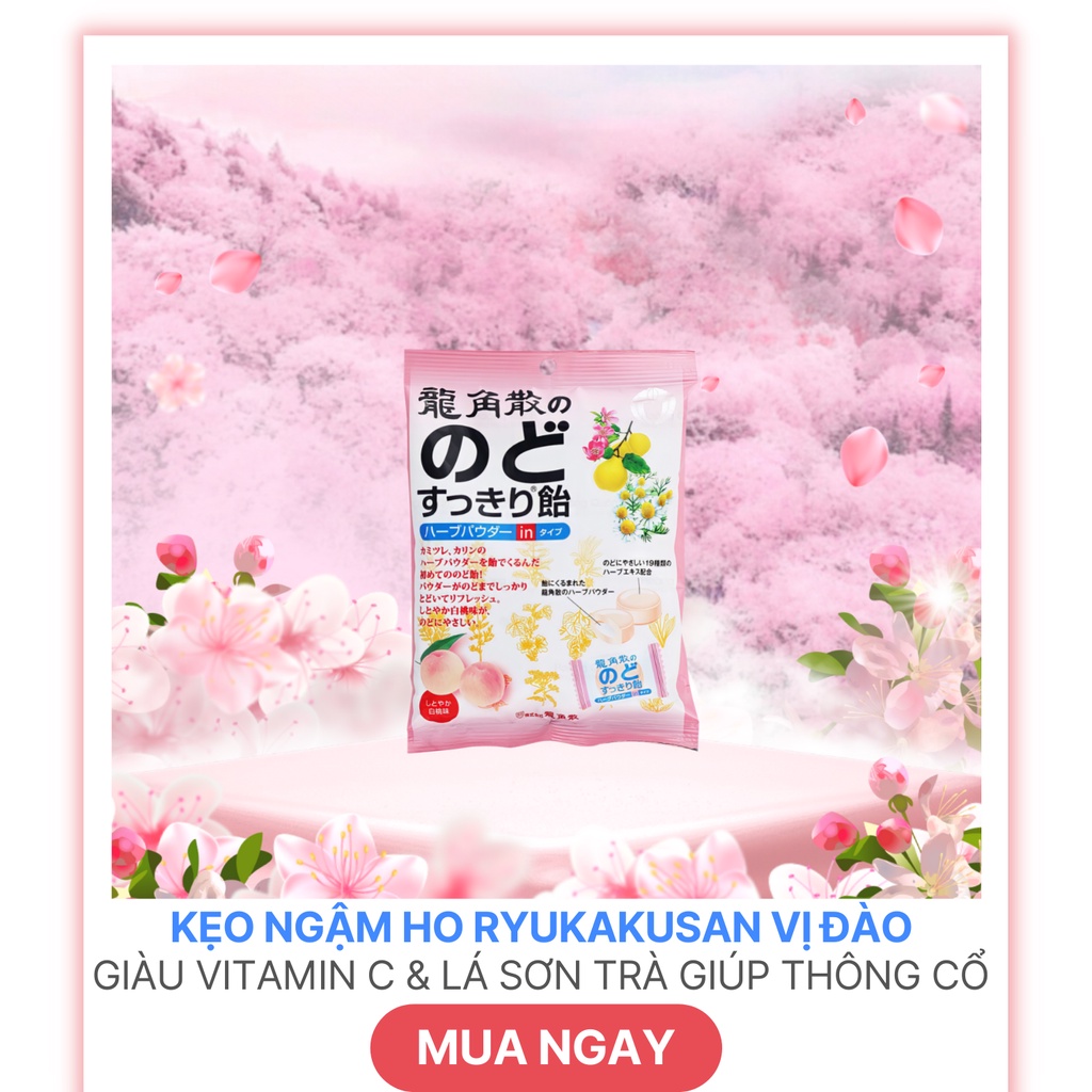 Kẹo ngậm ho Ryukakusan vị Đào Nhật Bản