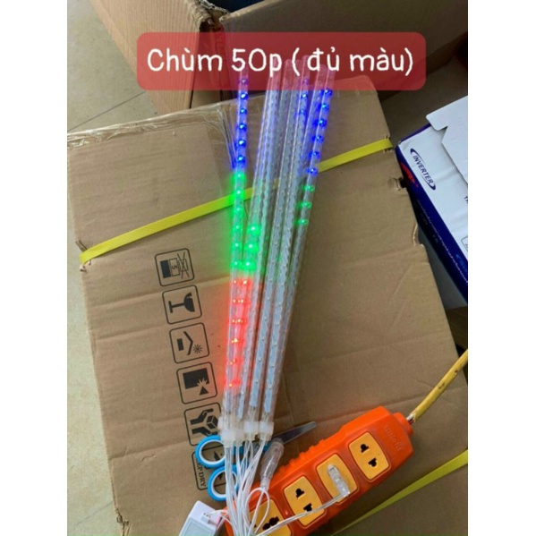 Đèn nháy led sao băng 8 ống 50cm trang trí đủ màu và một màu