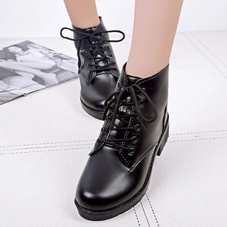Giày Bốt Boot Nữ Da Cao Cấp Đế 5p Buộc Dây BT2