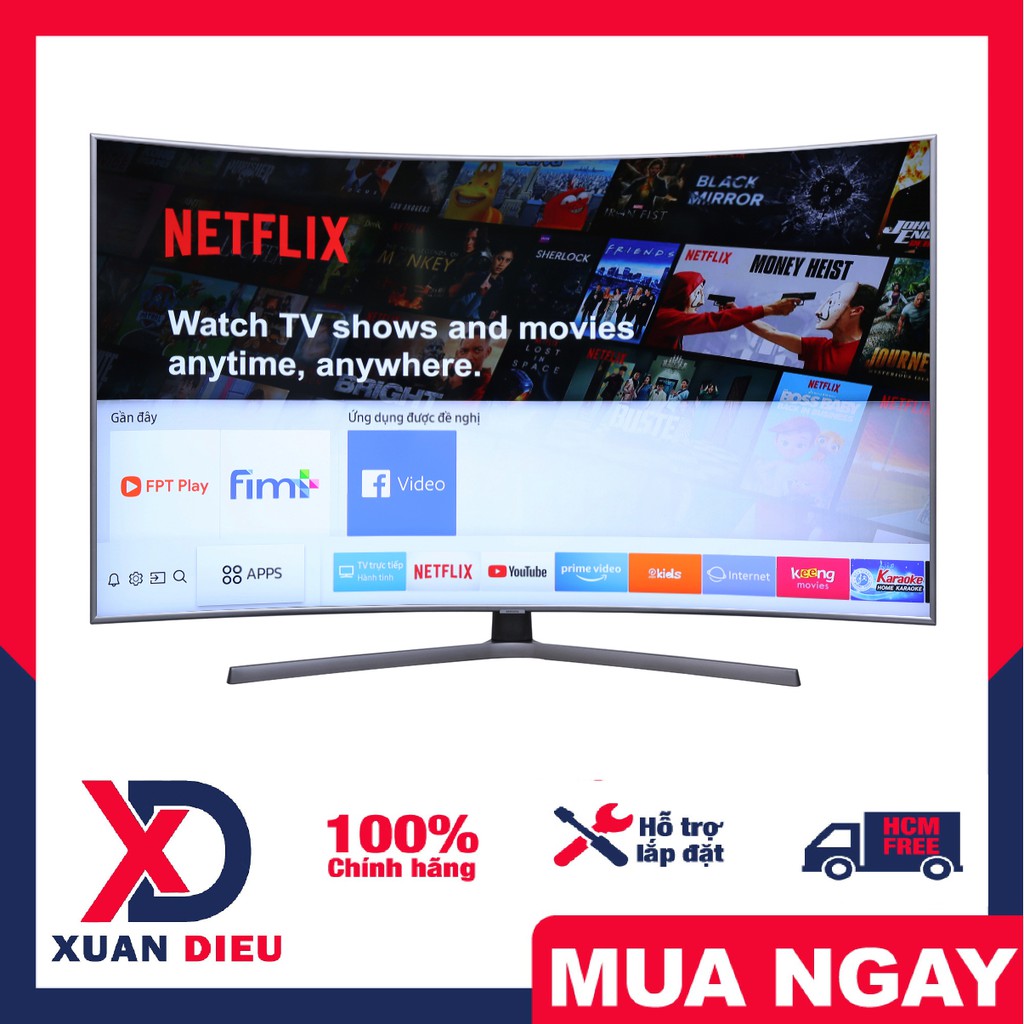 Smart Tivi Cong Samsung 4K 65 inch 65NU7500 Hệ điều hành Tizen OS,Tìm kiếm bằng giọng nói, Miễn phí vận chuyển HCM