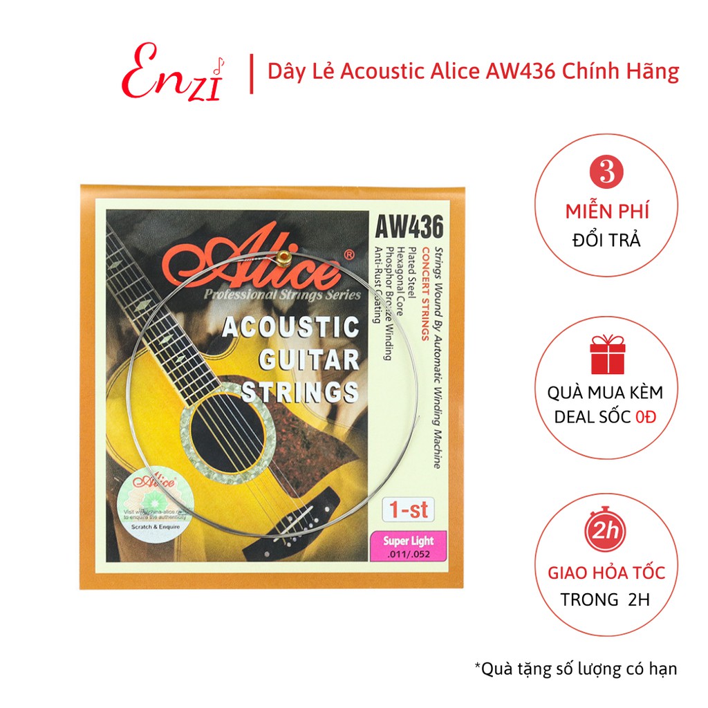 Dây lẻ guitar acoustic Alice AW436 cho đàn guitar dây sắt chính hãng Enzi