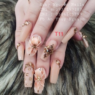 T11 Móng tay giả - nail thiết kế - bộ 24 móng đủ size kèm keo và dũa