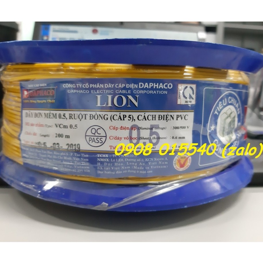 [Vin Store] - (5m/ 1 cuộn) Dây điện Lion VCm 1x0.5mm