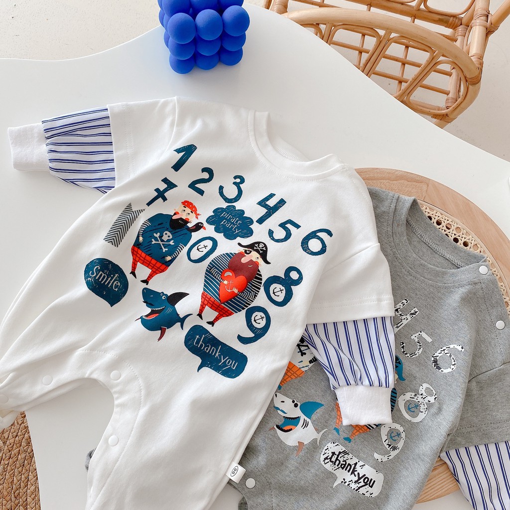 Bodysuit bé sơ sinh,áo sơ sinh cho bé từ 1 tháng đến 1 tuổi, họa tiết ngộ nghĩnh chất liệu cotton 100% cao cấp BD185