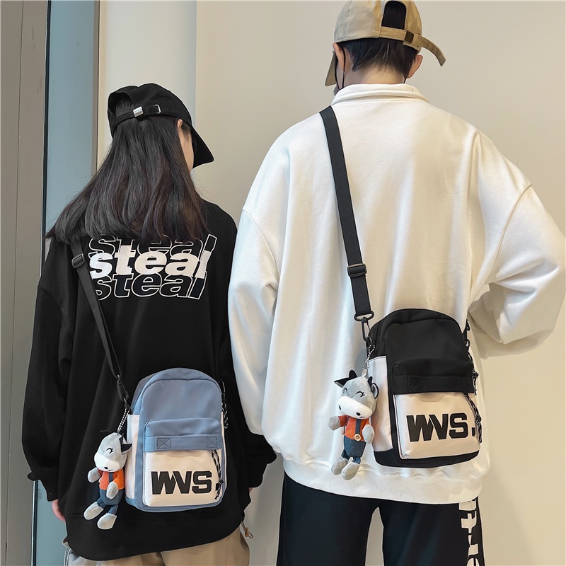 Túi xách đeo chéo vai Prettyzys thời trang học đường Hàn Quốc 2021 cho cặp đôi
