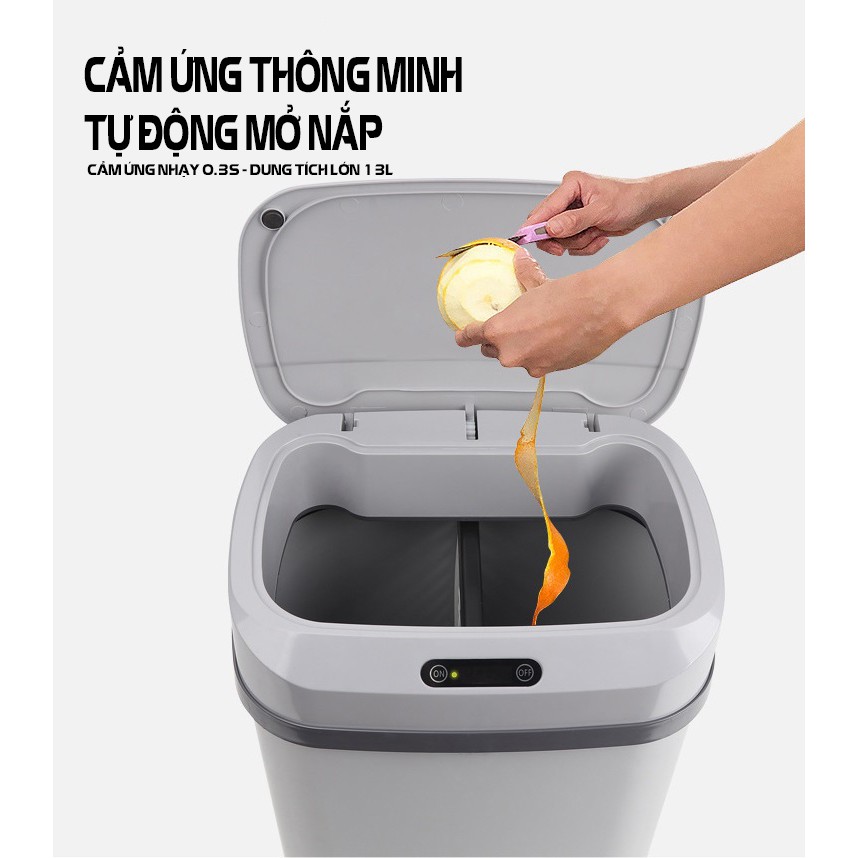 [❤️FREE SHIP❤️] Thùng Rác Thông Minh Cảm Ứng Tự Động Đóng Mở Thùng Rác Cảm Biến Siêu Tiện Lợi, Cao Cấp 13L