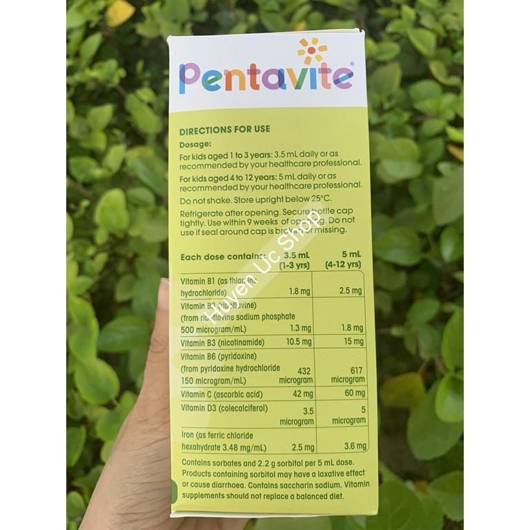 Vitamin tổng hợp Pentavite Multivitamin và sắt cho bé từ 1 - 12 tuổi, 100ml -200ml