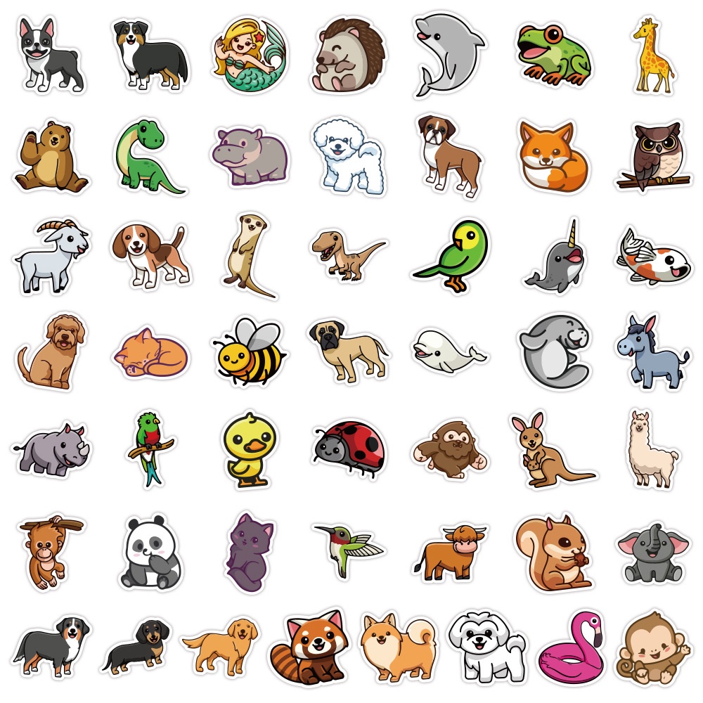Bộ 50 Cái ❉ Thú Cưng Kawaii Kawaii. Miếng Dán Phần Thưởng Cho Bé ❉ Sticker Dán Tường Chống Thấm Nước Thời Trang