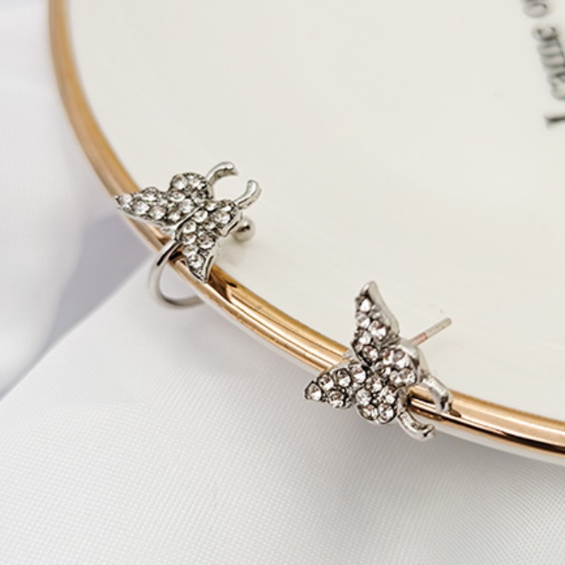 Bông Tai Hình Bướm Đính Đá Xinh Xắn Theo Phong Cách Hàn Quốc