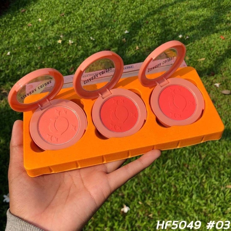 Set Má Hồng Siêu Lì, Ánh Nhũ Tone Cam hot trend Sivanna HF5049