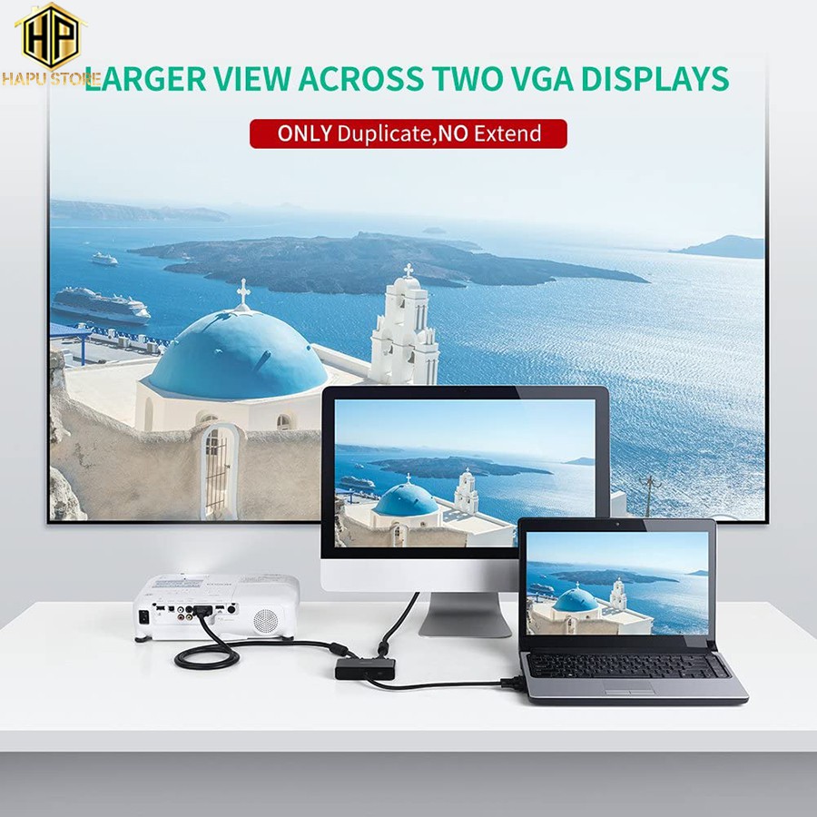 Cáp chia VGA 1 ra 2 Ugreen 40254 hỗ trợ full HD chính hãng - Hapustore