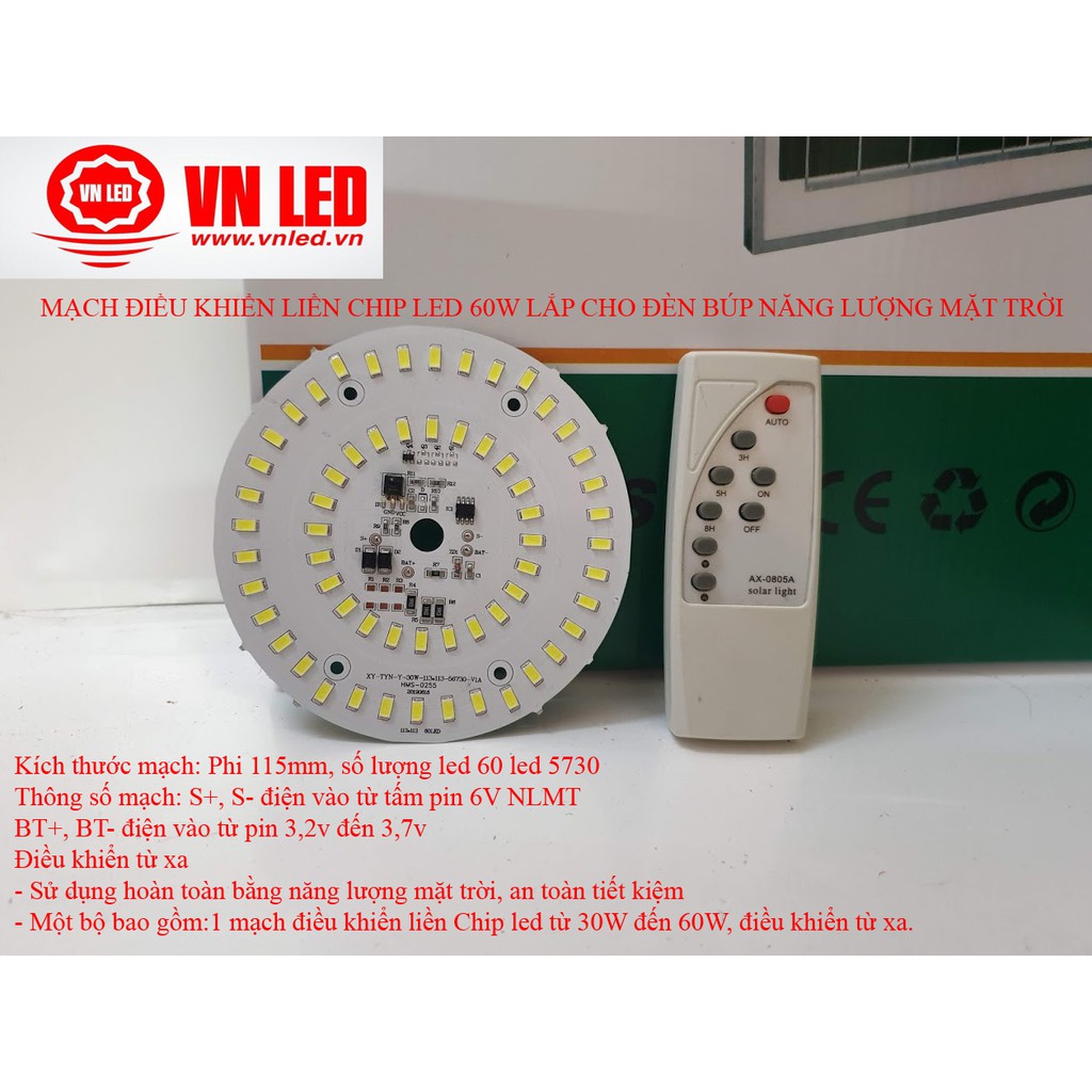 MẠCH ĐIỀU KHIỂN LIỀN CHIP LED 60W và 100W LẮP CHO ĐÈN BÚP NĂNG LƯỢNG MẶT TRỜI