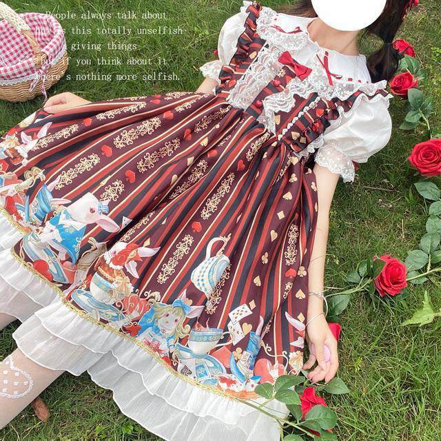Bán chạy ~ niliman ~ Hàng chính hãng Đầm lolita Alice afternoon tea jsk dây đeo dễ thương cho nữ sinh