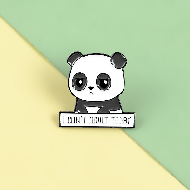 Ghim cài áo hình gấu trúc dễ thương bằng kim loại