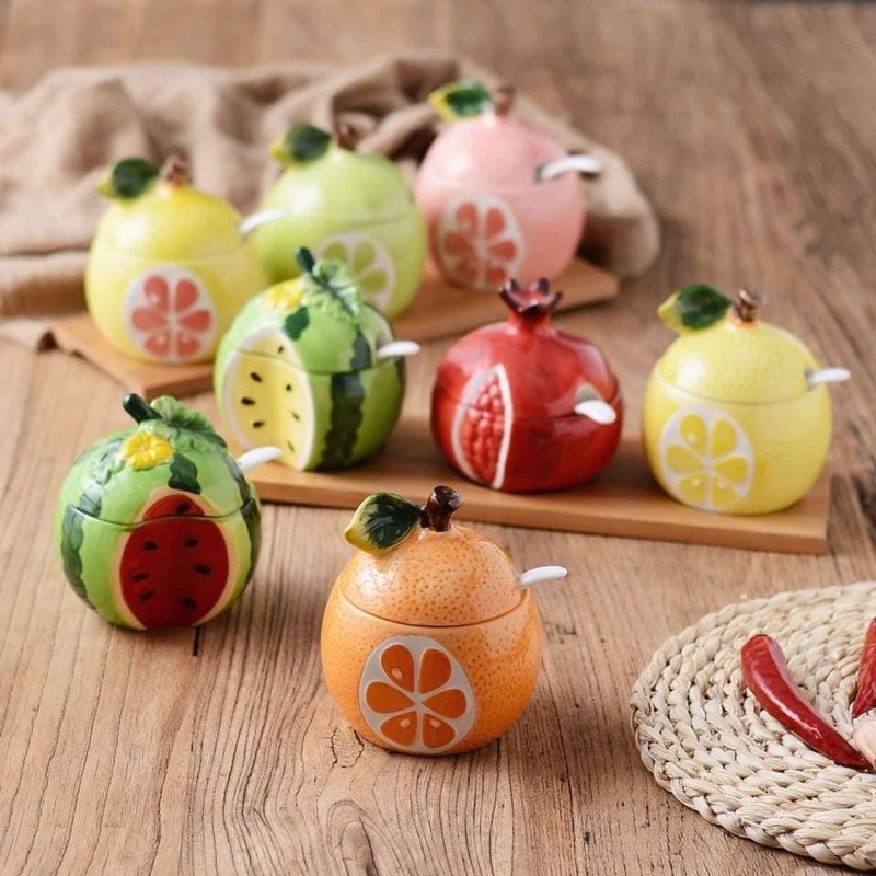 Lọ Đựng Gia Vị Hình Trái Cây Chất Liệu Gốm Sứ