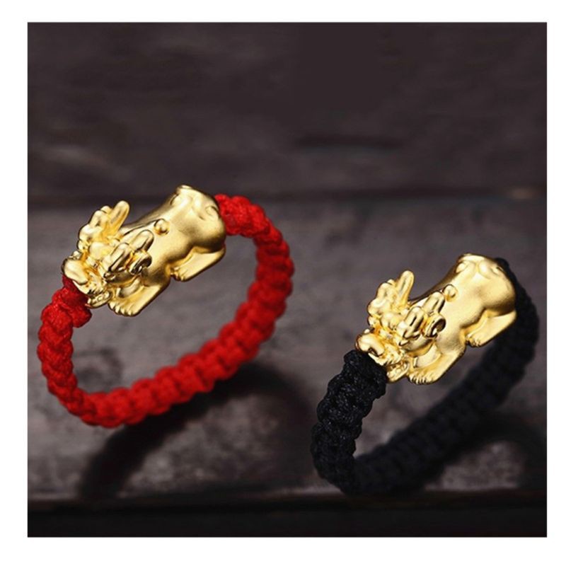 Ivy Pi Xiu Mantra Bead Legendary Auspicious Creature Rings Kabbalah Red String Braided Rings Band Unisex Fashion Jewelry