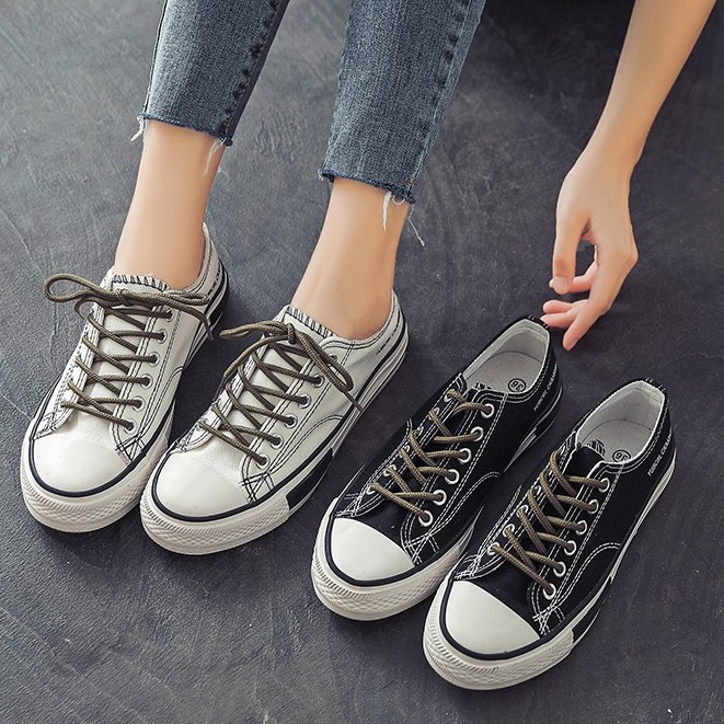 Giày thể thao nữ đế bằng giá rẻ giày sneaker nữ trắng đen ulzzang cao cấp hot trend AZUKA - E5