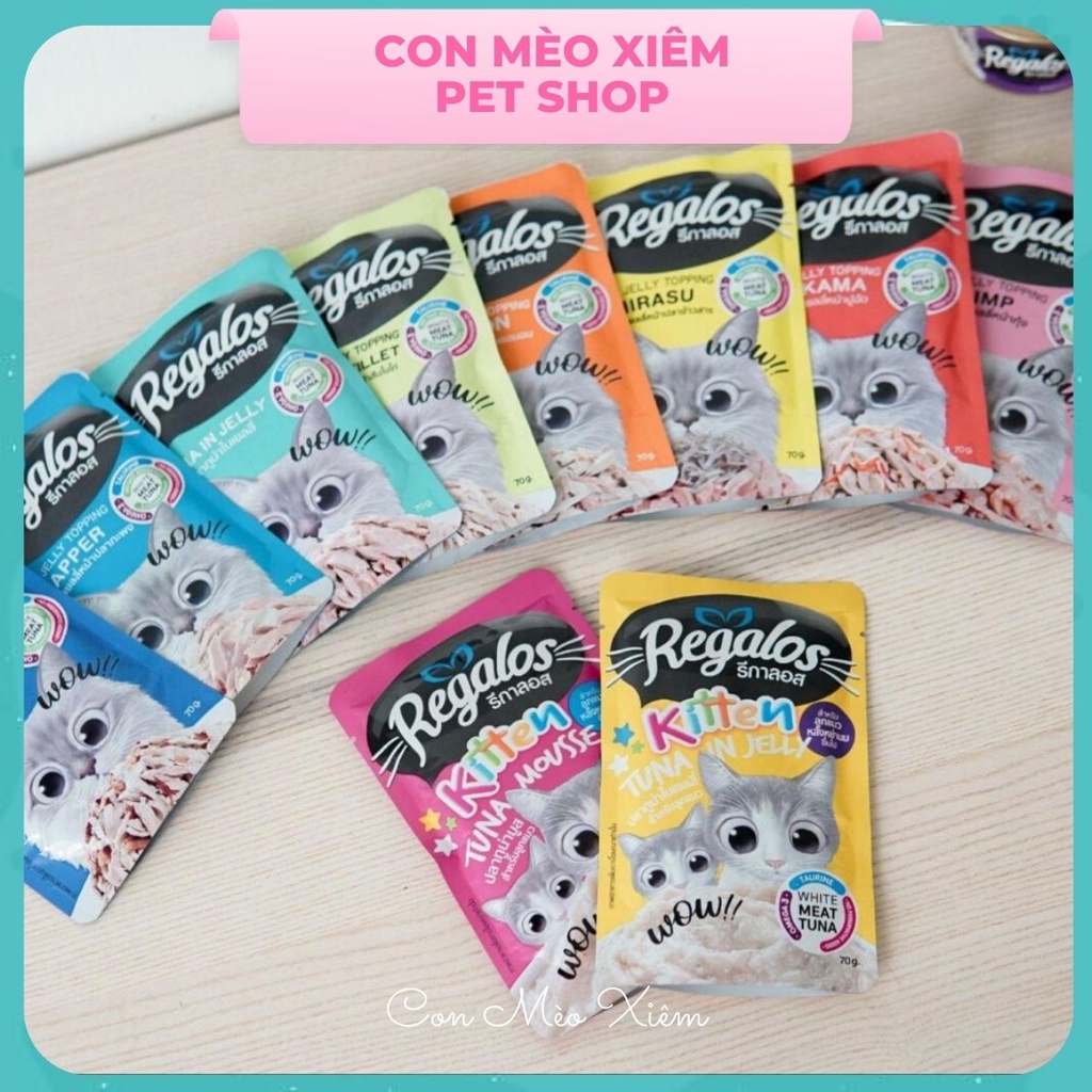 Pate cho mèo Regalos 70g thái lan, thức ăn ướt tăng cân cho mèo con lớn Con Mèo Xiêm