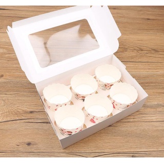 Hộp đựng bánh cupcake 4c - 6c -12c trắng, nâu/ hộp giấy đựng bánh