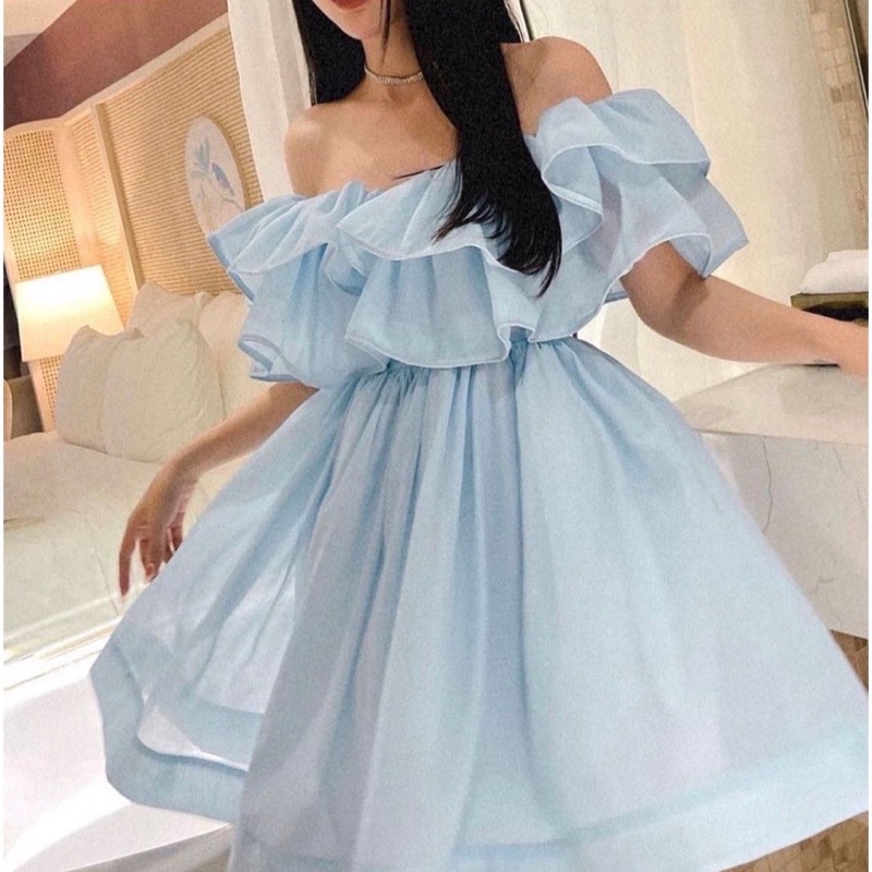 Đầm công chúa trễ vai ulzzang bèo tầng Blapink voan 2 lớp 5 màu xinh xỉu - Xuka Dress