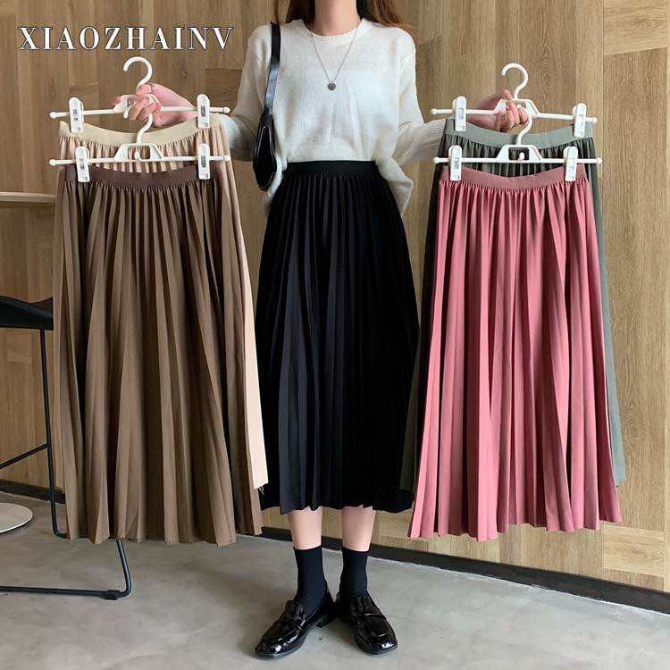 Chân váy midi Xiaozhainv dáng chữ A phong cách Hàn Quốc thời trang dễ thương cho nữ