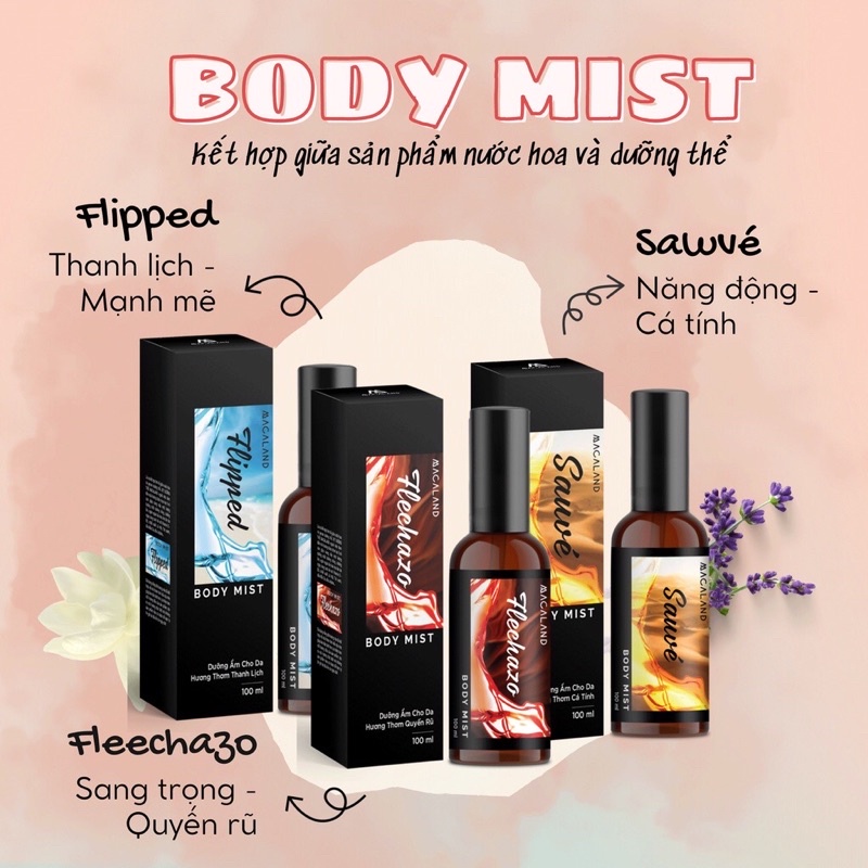 Body Mist xịt thơm body MACALAND dưỡng ẩm cho da, lưu hương lâu